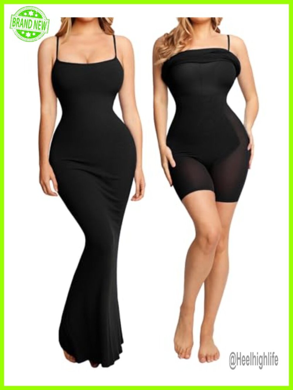Shapewear Maxi Dress with Built-In Bodysuit Modal Spandex Sleeveless